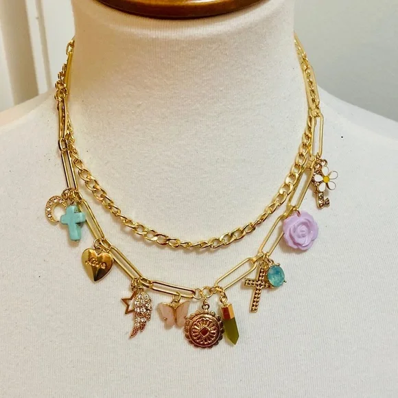 Paperclip Charm Necklace and Bracelet Set - Picture 4 of 10